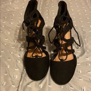 Black lace up heels